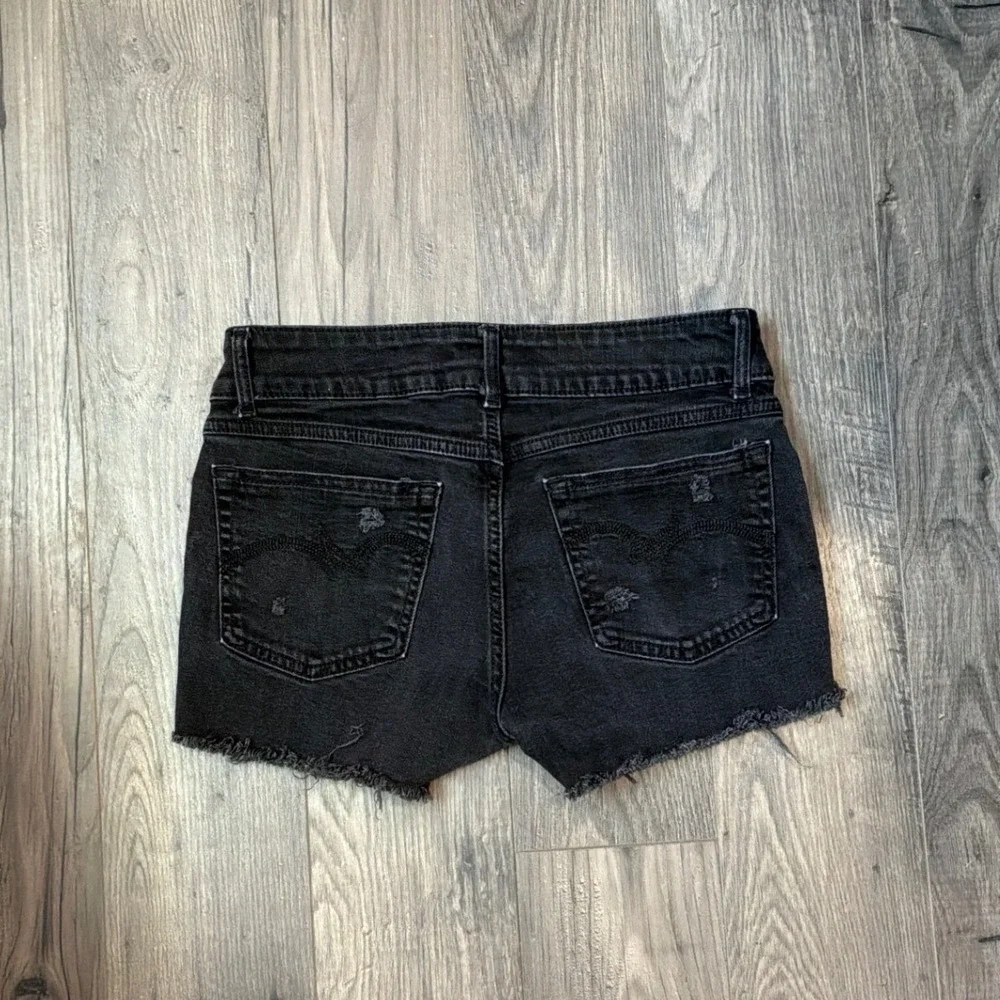 Wrangler Womens Distressed Denim‎ Shorts Black Frayed Hem Boot Cut Size 3